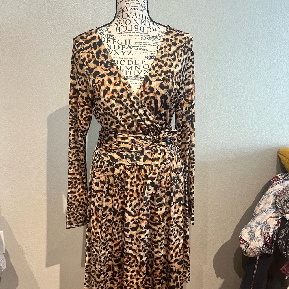 Moda International Animal Print Long Sleeve Dress